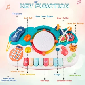 6 in 1 Multifunction Baby Musical Toys Piano Drum Set